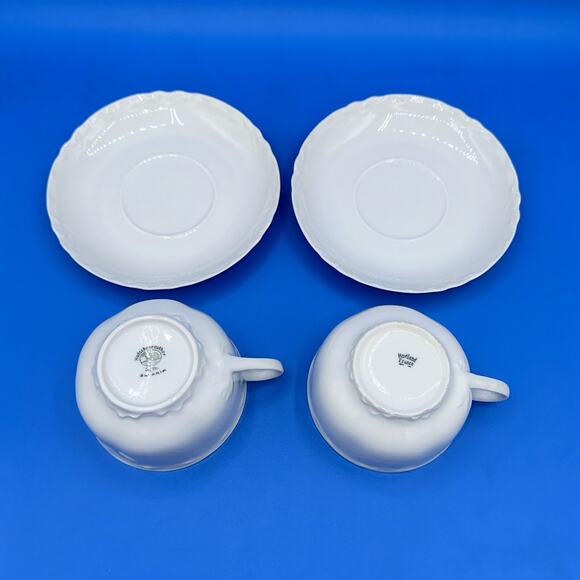 Hutschenreuther LHS Selb Bavaria Germany (2) Saucers And (2) Cups All White - Picture 2 of 6